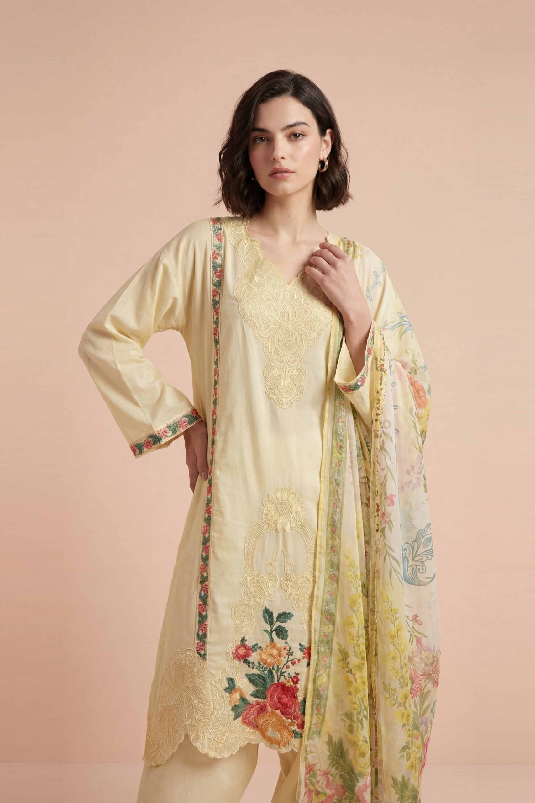 3 Piece - Embroidered Suit - PE26-318 - Image 5