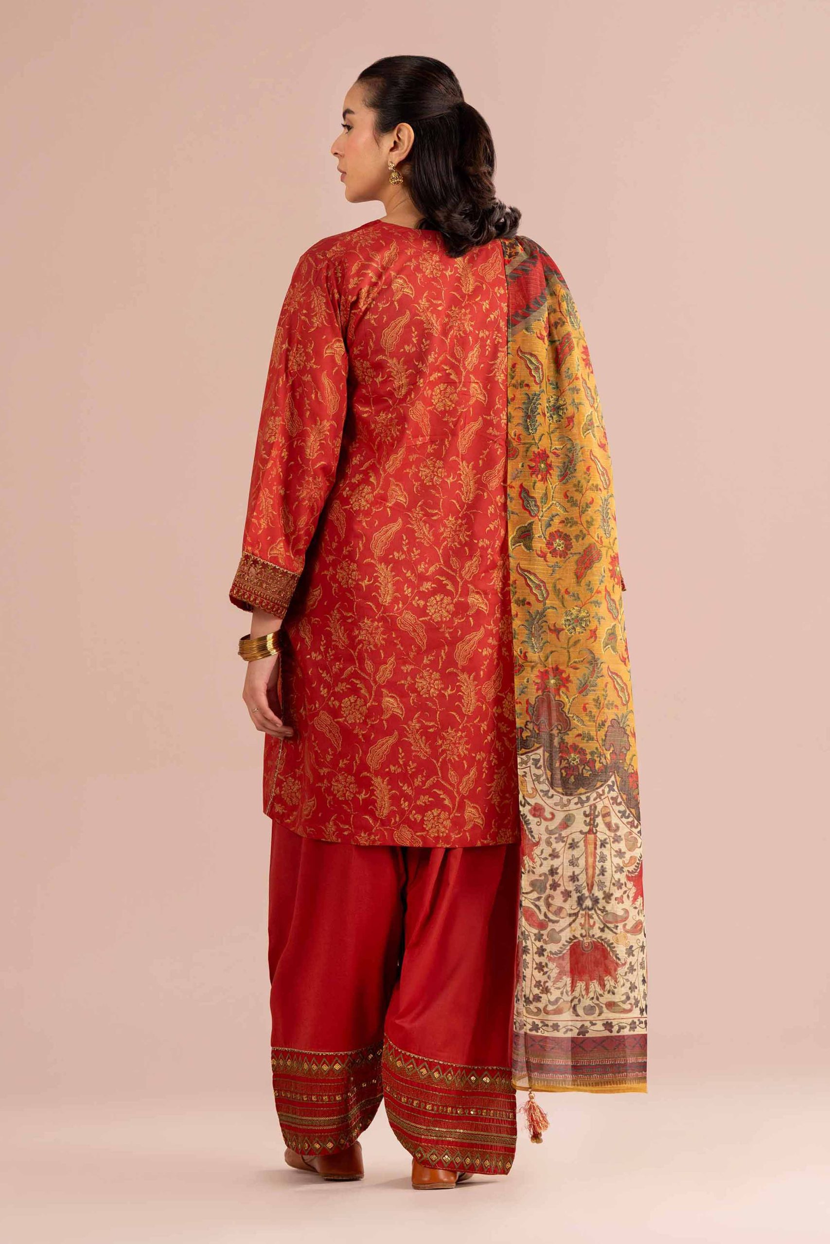 3 Piece - Printed Embroidered Suit - PE26-336 - Image 3