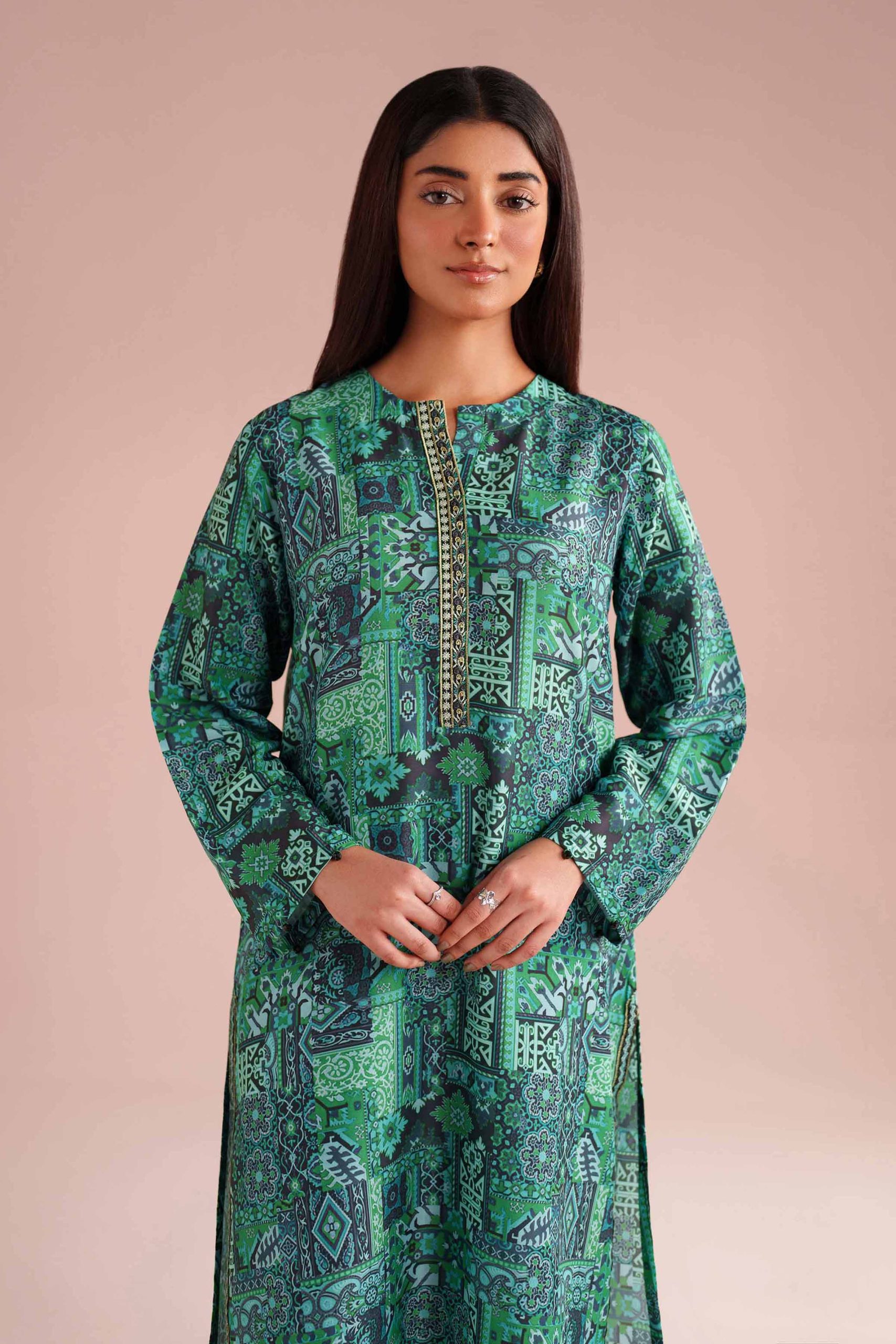 2 Piece - Printed Embroidered Suit - PE26-35 - Image 2