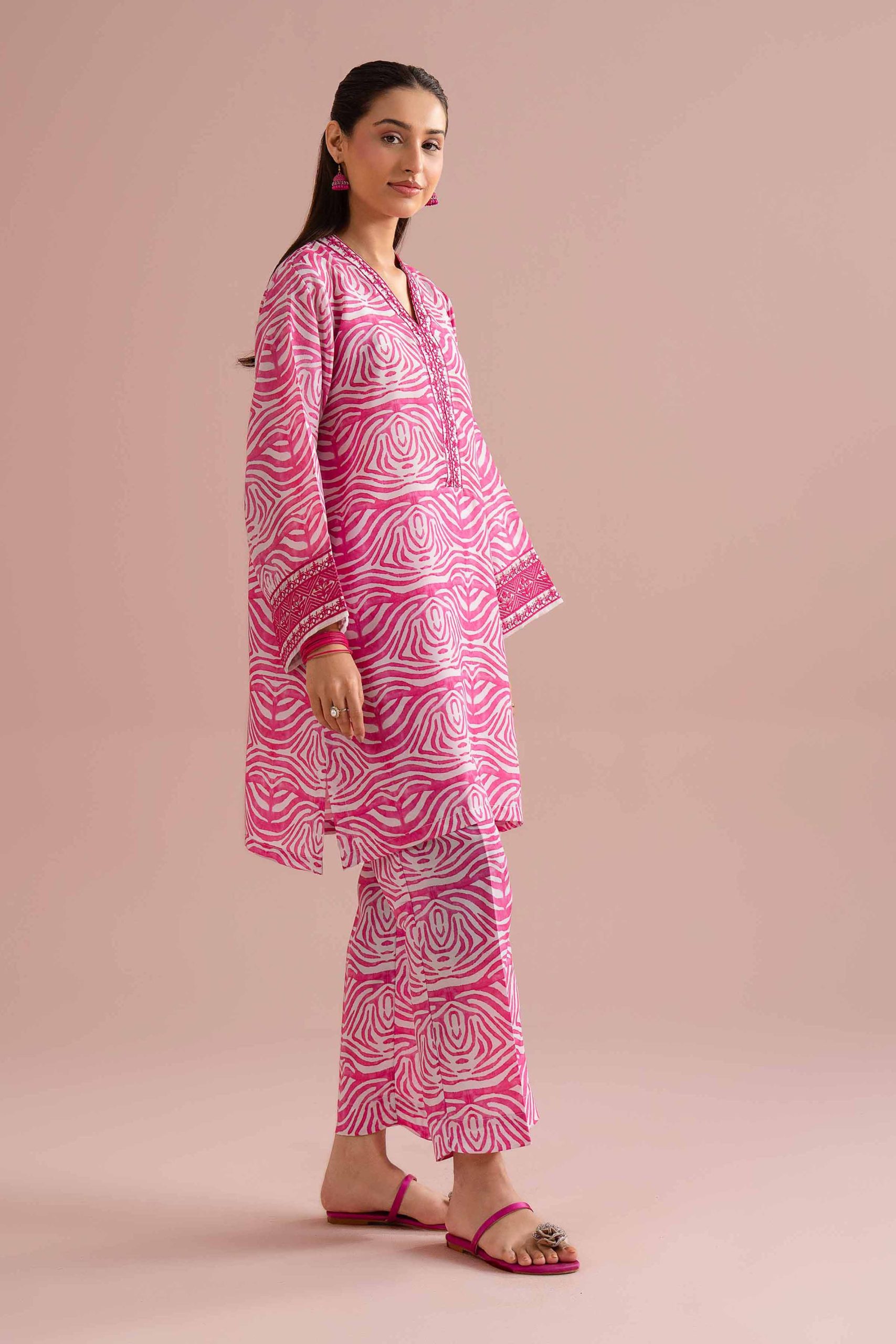 2 Piece - Printed Embroidered Suit - PE26-357 - Image 5
