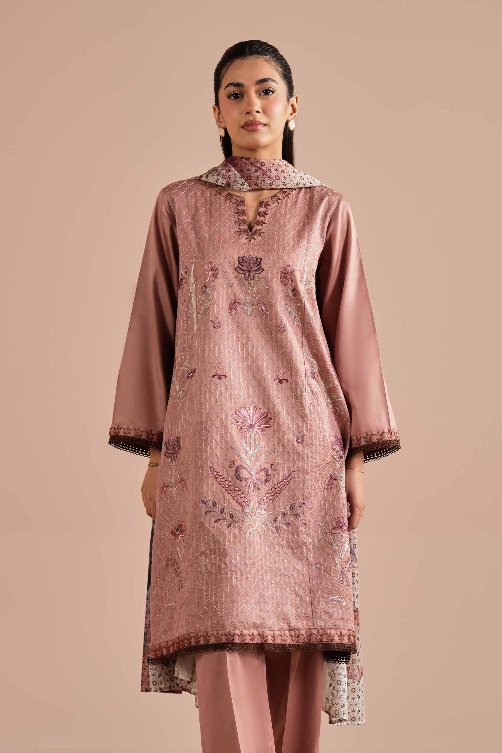 3 Piece - Embroidered Suit - PE26-61 - Image 2