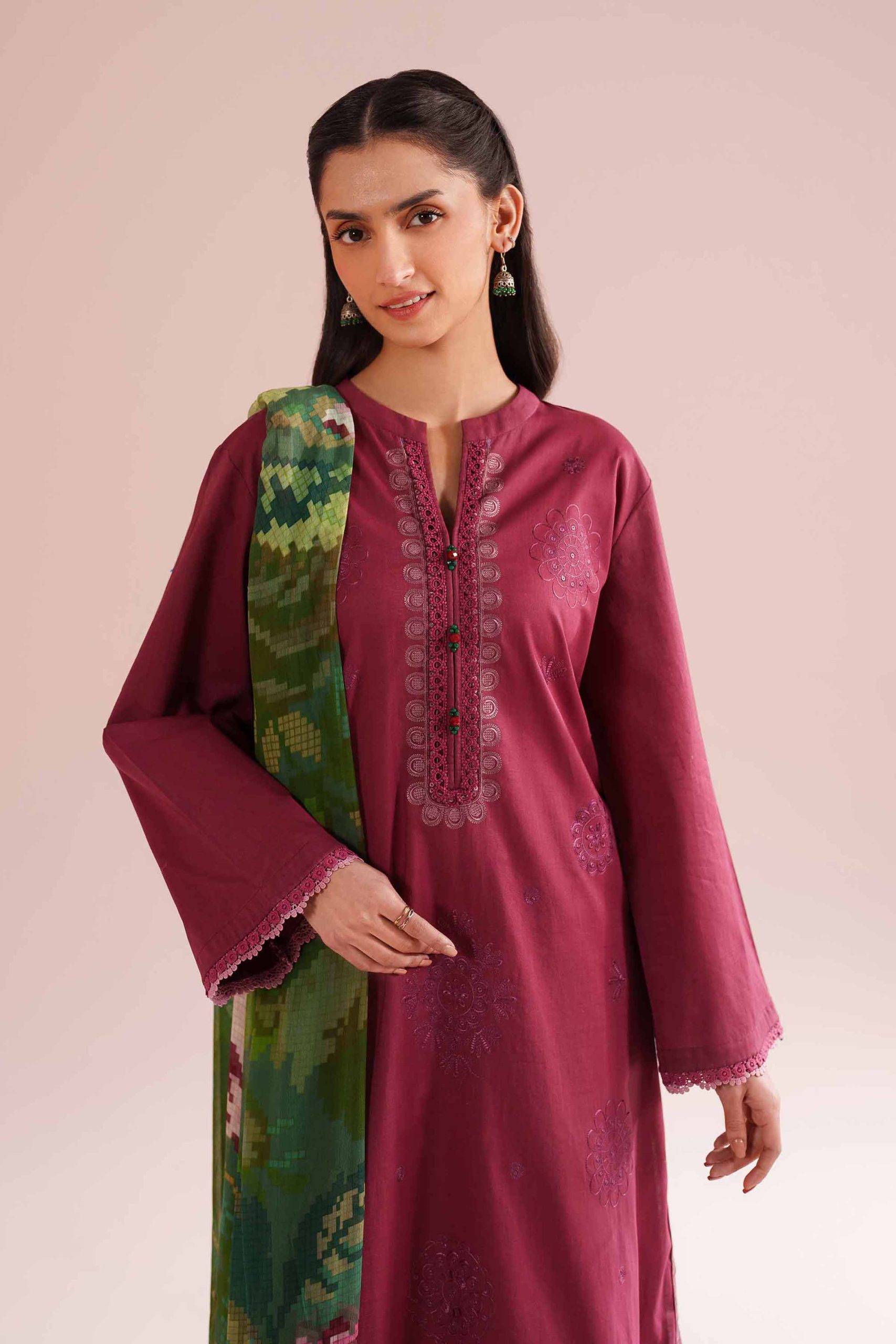 3 Piece - Embroidered Suit - PE26-66 - Image 2