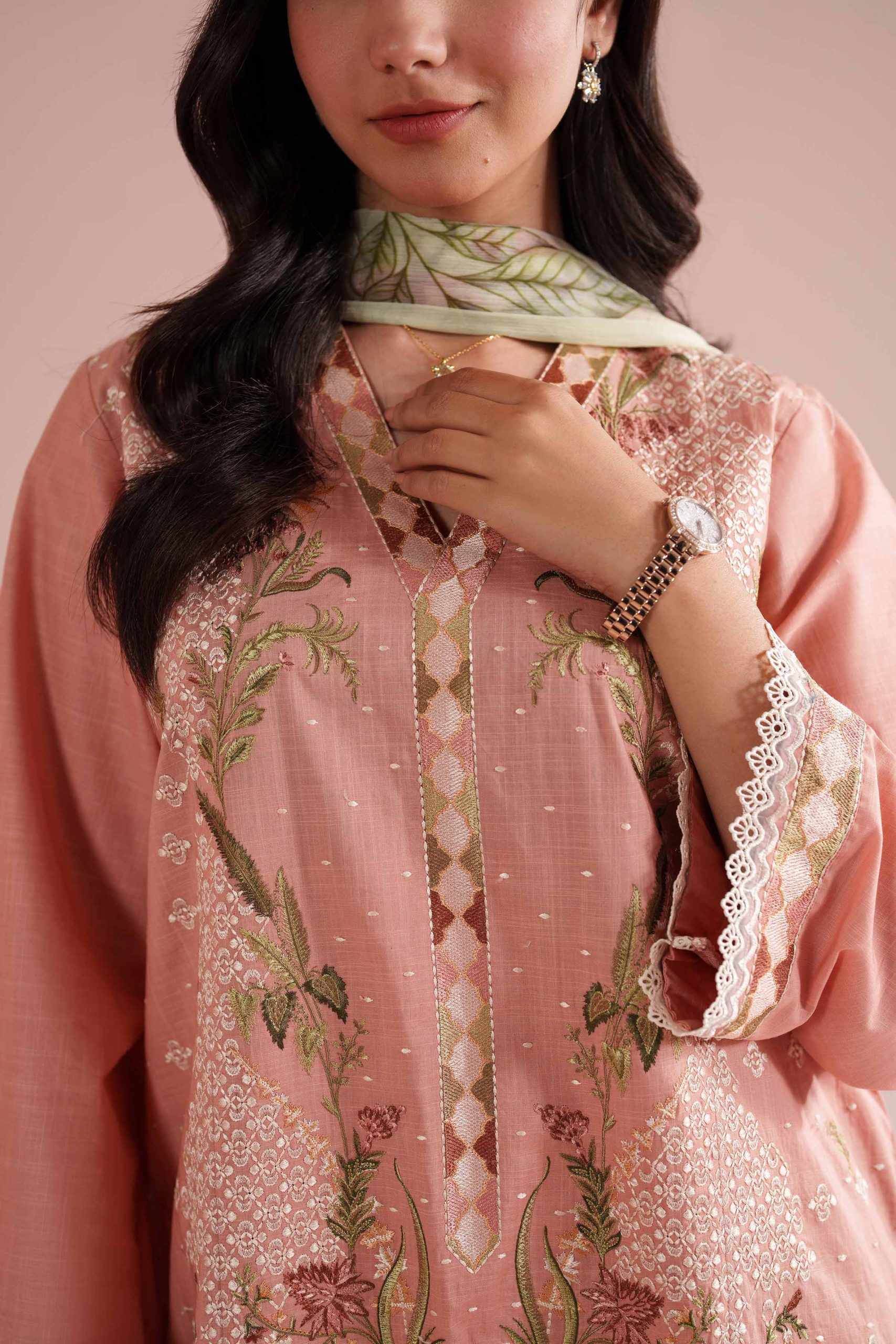 3 Piece - Embroidered Suit - PE26-68 - Image 5